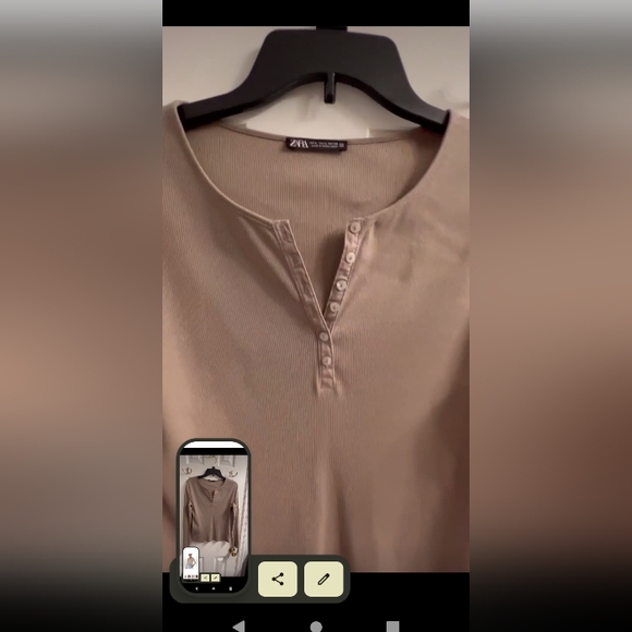 SOLD ZARA Tan Camel Ribbed Top Sz L - Picture 3 of 7